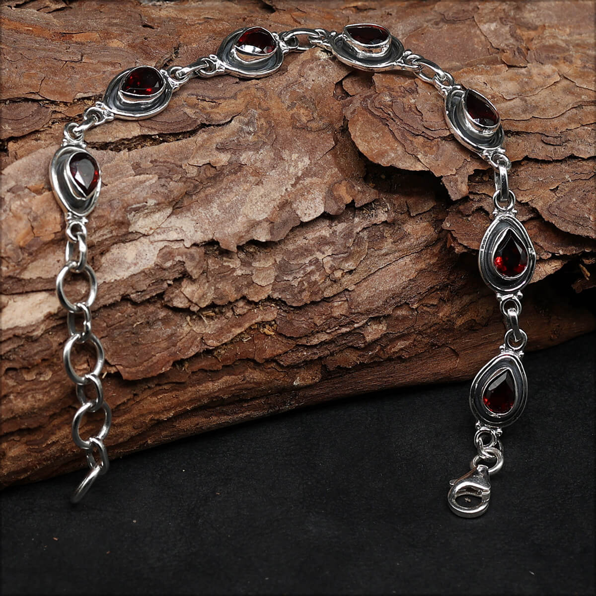 Granat Silber Edelstein Armband zeitloser Damen Armschmuck
