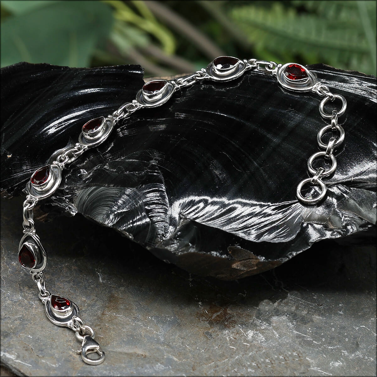 Granat Silber Edelstein Armband zeitloser Damen Armschmuck