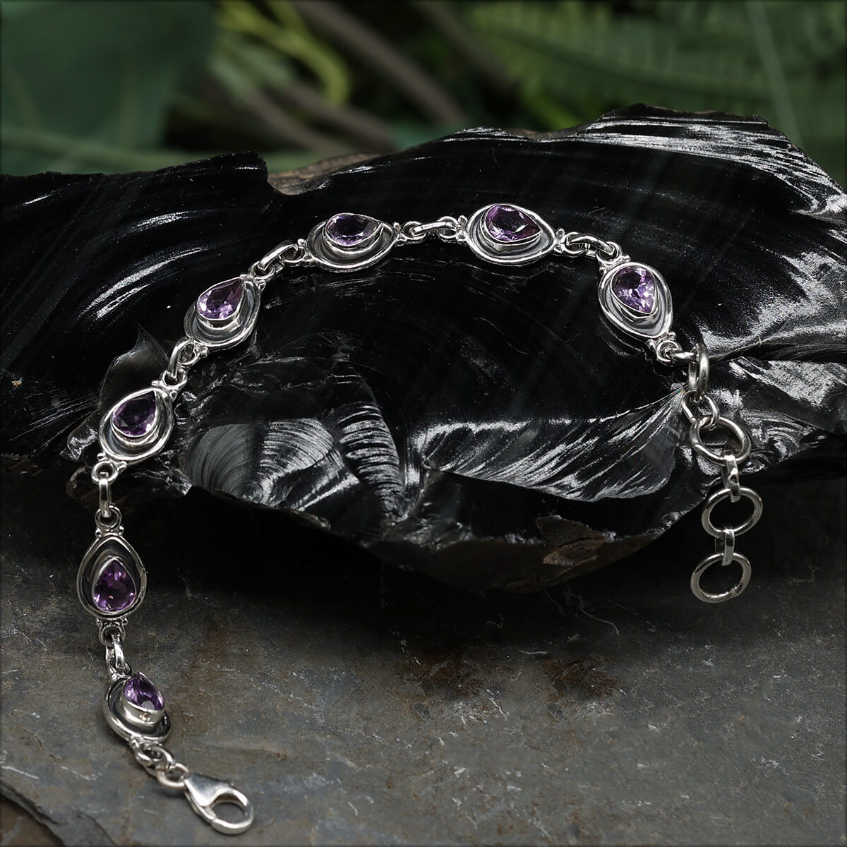 Amethyst 925 Silber Edelstein Armband zeitloser Damen Armschmuck