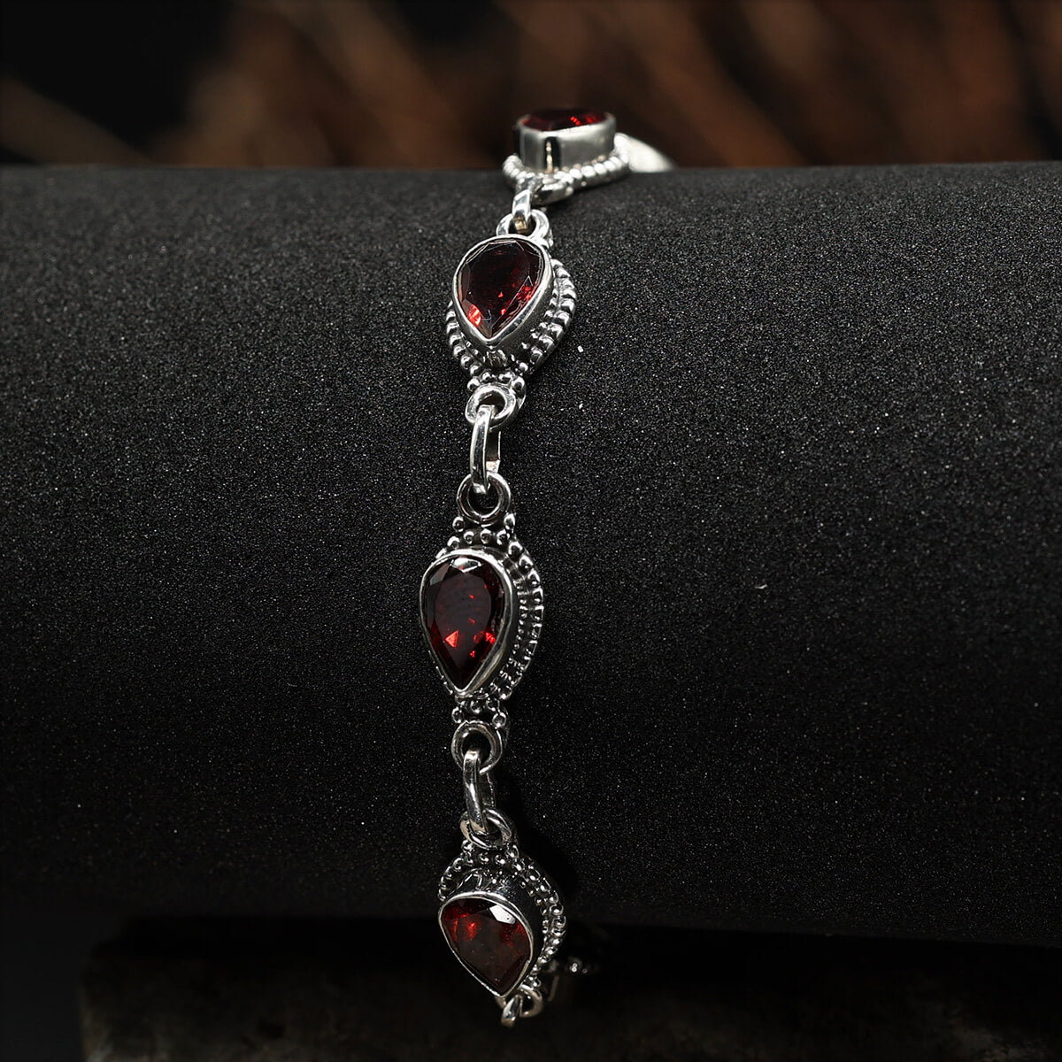 Granat Armband 925 Silber edler Armschmuck aus Sterlingsilber