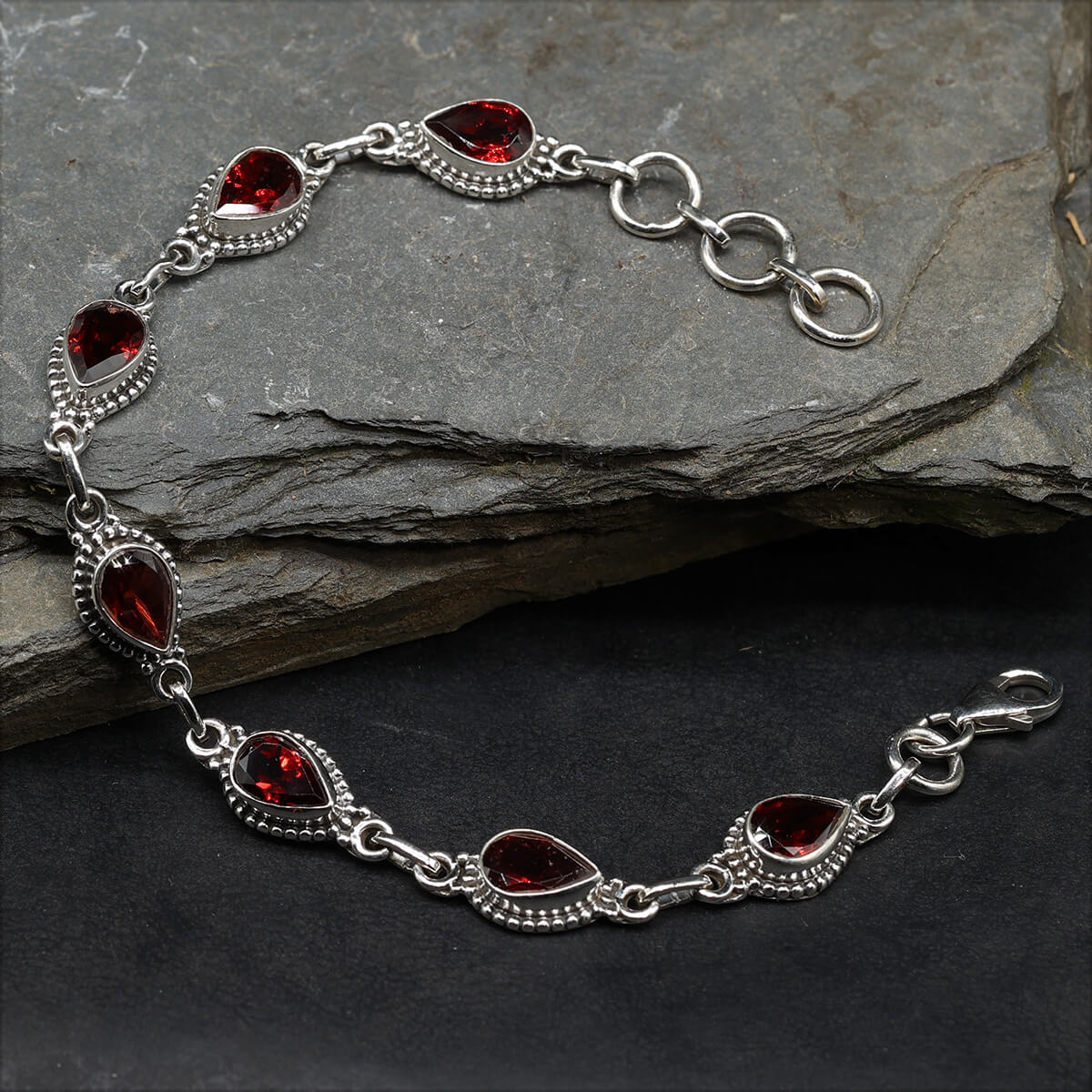 Granat Armband 925 Silber edler Armschmuck aus Sterlingsilber