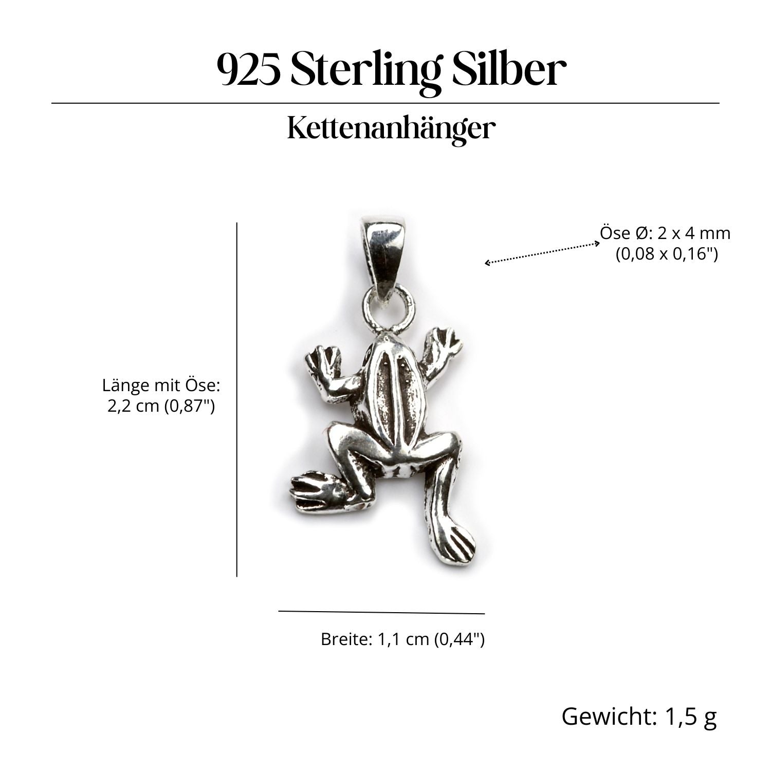 Frosch feiner Silberschmuck Anhänger 925 Silber Amulett