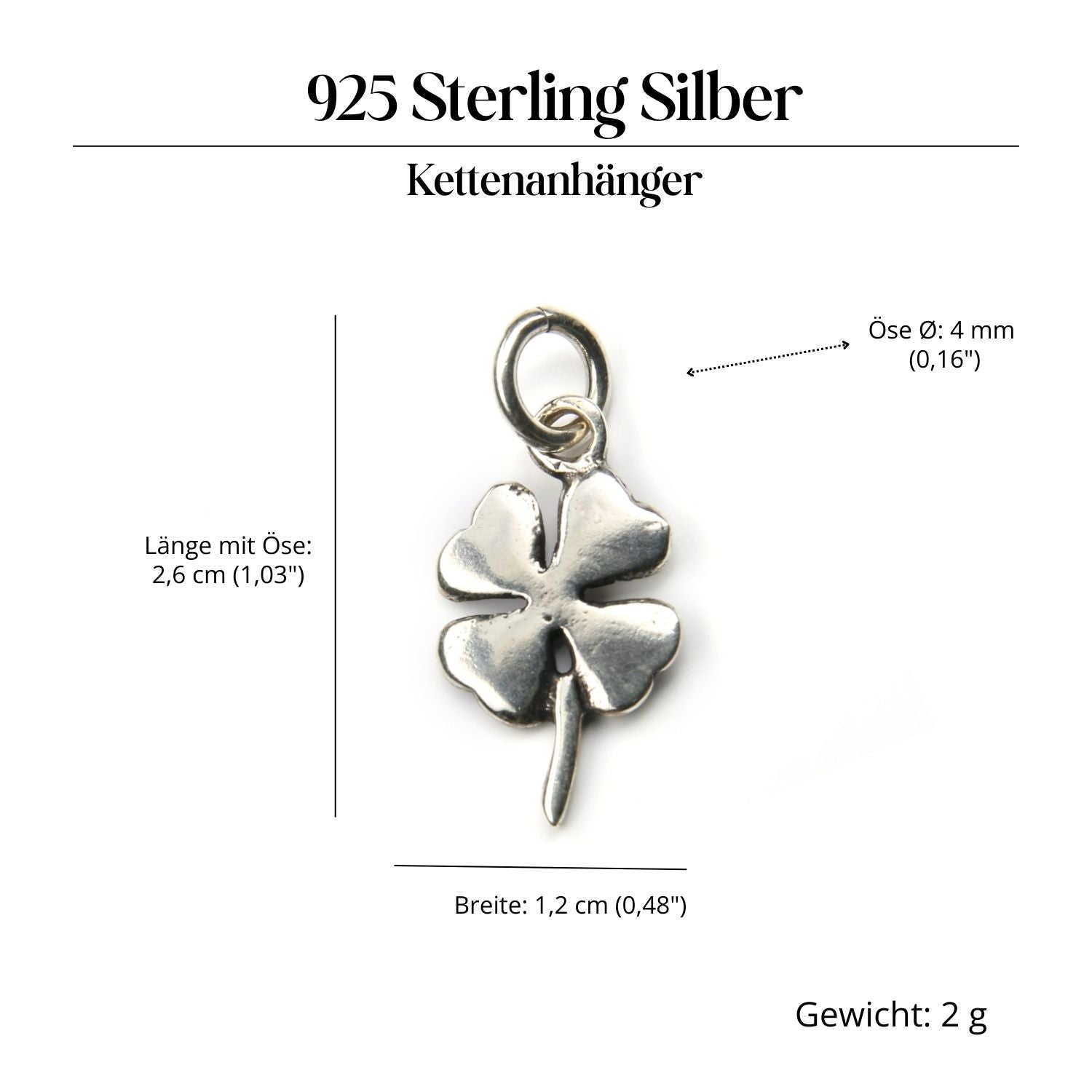 Kleeblatt feiner Silberschmuck Anhänger 925 Silber Amulett Glücksbringer