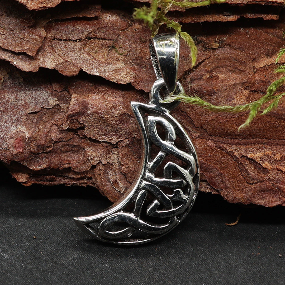 Keltischer Mond Silber Anhänger zarter Kettenanhänger 925 Sterlingsilber