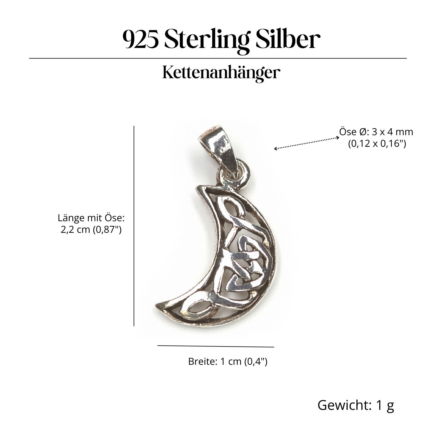 Mond keltisch feiner Silberschmuck Anhänger 925 Silber Amulett