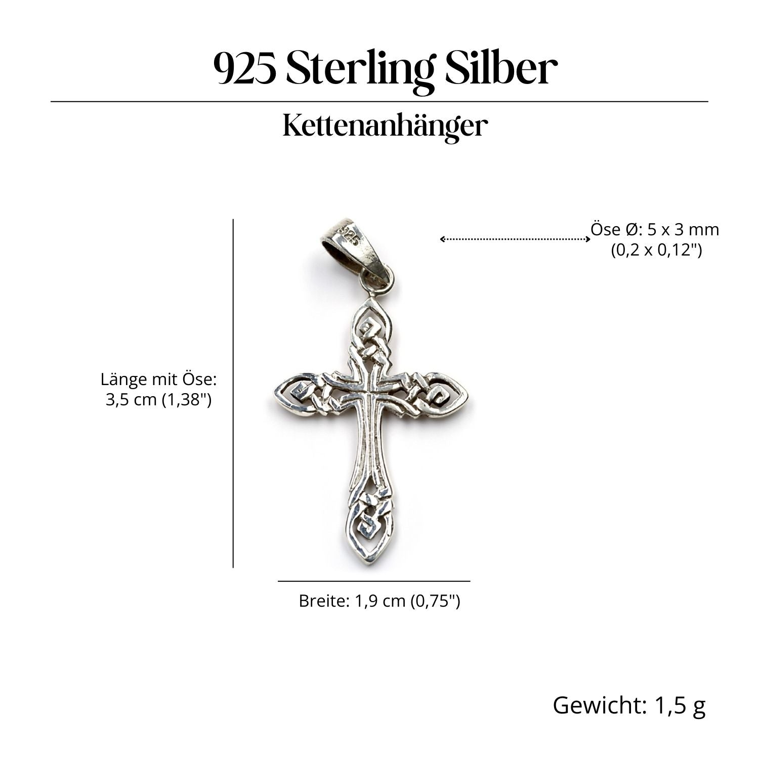 Keltenkreuz feiner Silberschmuck Anhänger 925 Silber Amulett