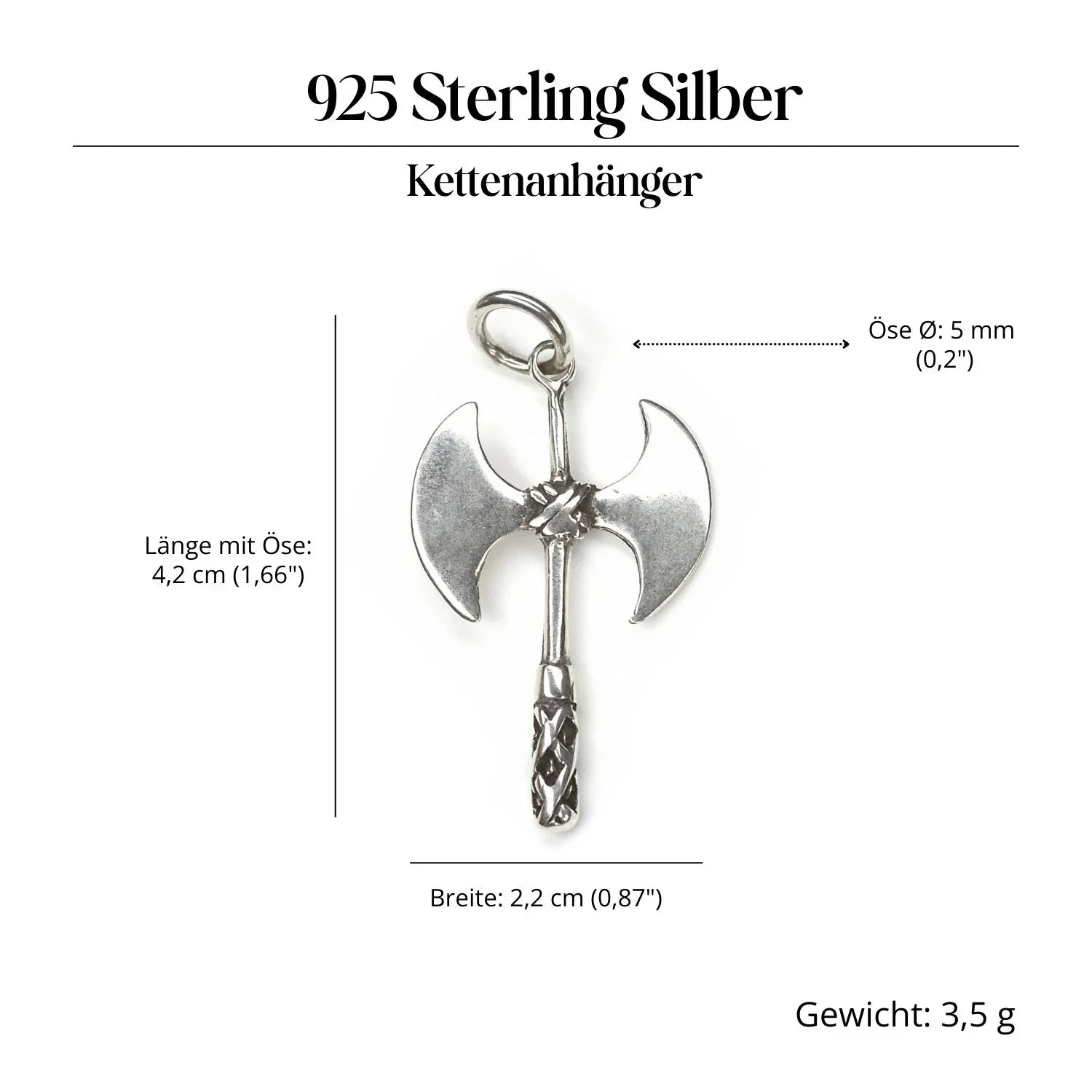 Doppelaxt Schmuck Kettenanhänger 925 Silber