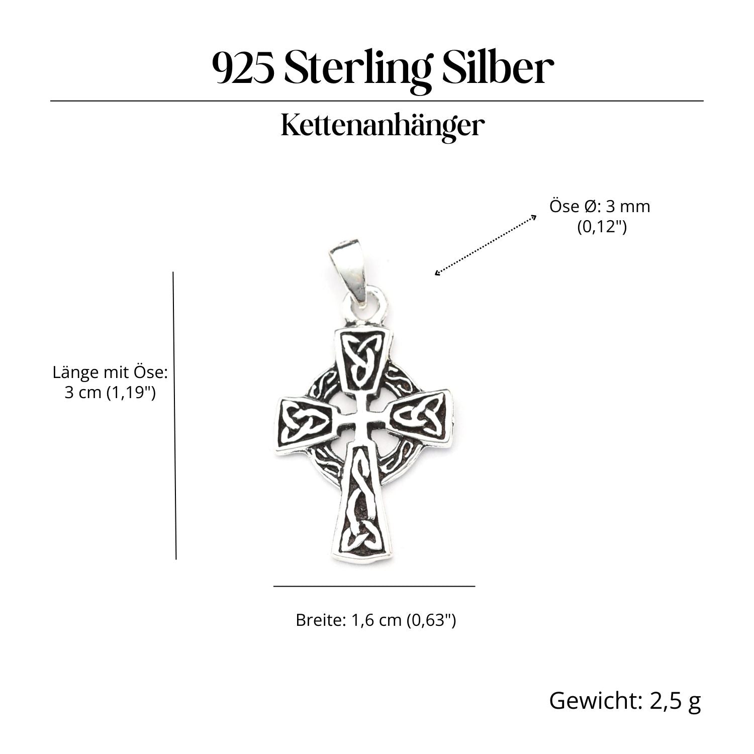 Celtic cross 925 silver jewelry pendant 925/000
