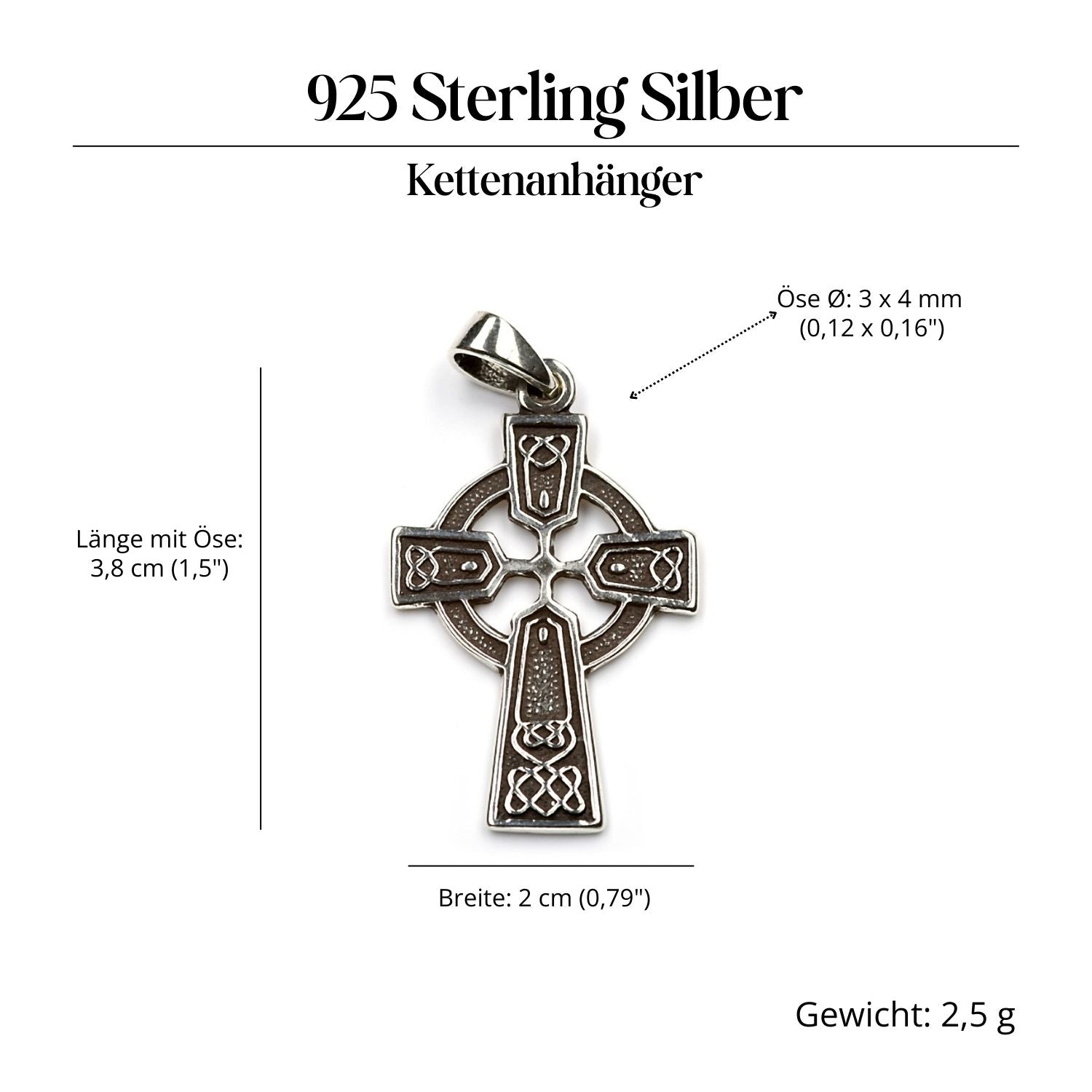 Keltenkreuz Silberschmuck Anhänger 925 Silber Amulett