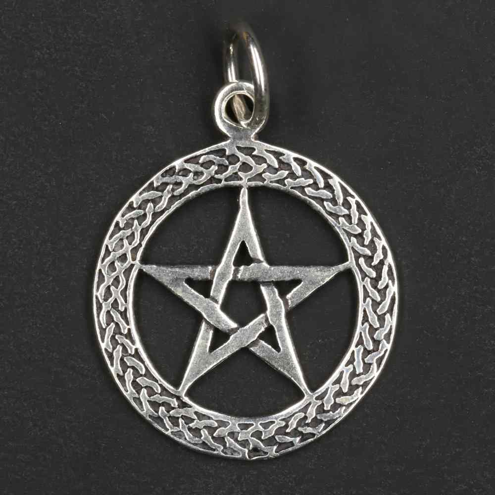 Hexenstern Silber Anhänger edel 925 Stterlingsilber Pentagramm