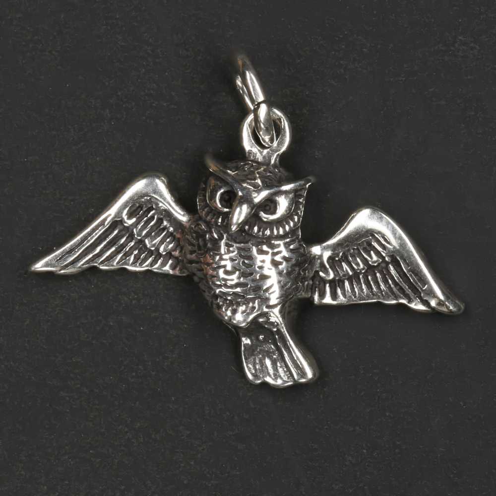 Fliegende Eule Silber Anhänger edel 925 Sterlingsilber