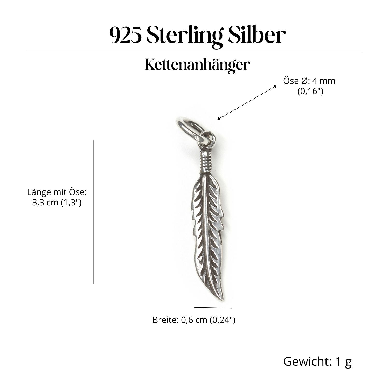 Feder Silberschmuck Anhänger 925 Silber Amulett