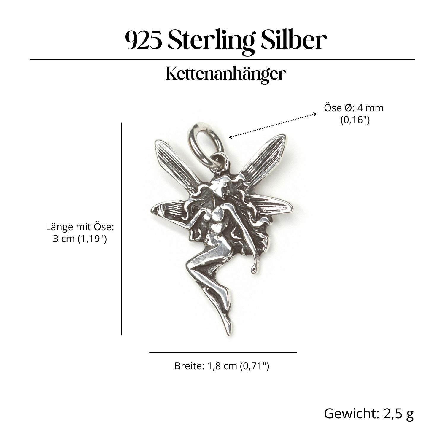 Elfe Schmuck Anhänger 925 Silber kleine Fee Anhänger