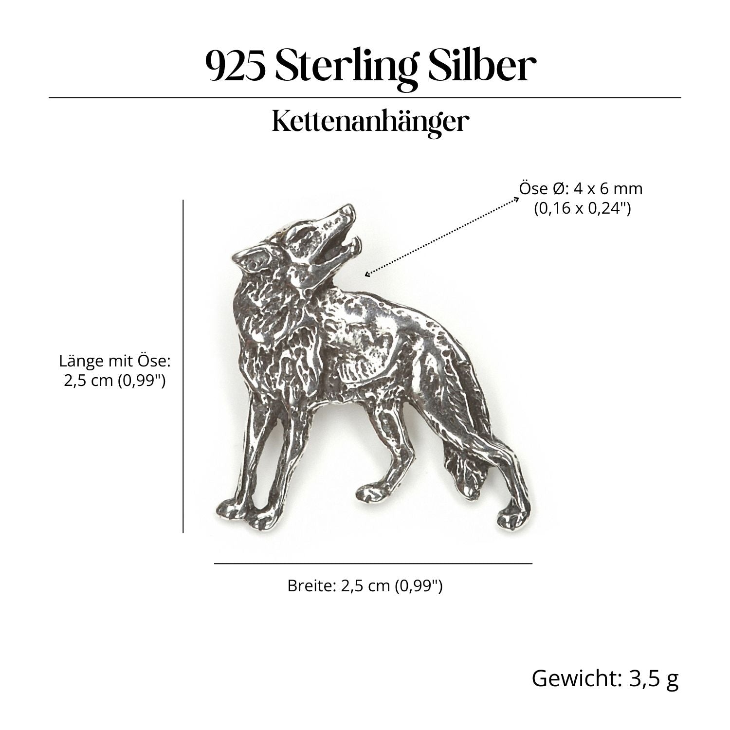 Wolf Schmuck Anhänger 925 Silber Kettenanhänger