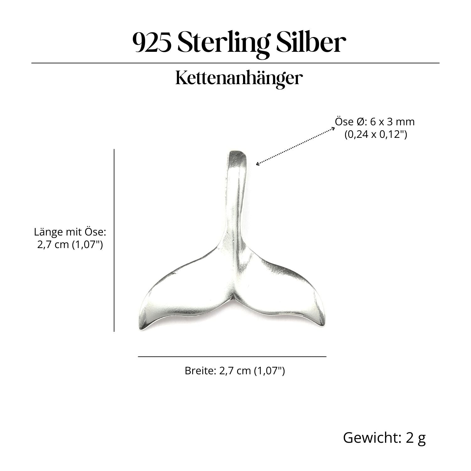 Walfluke Schmuck Anhänger 925 Silber Kettenanhänger