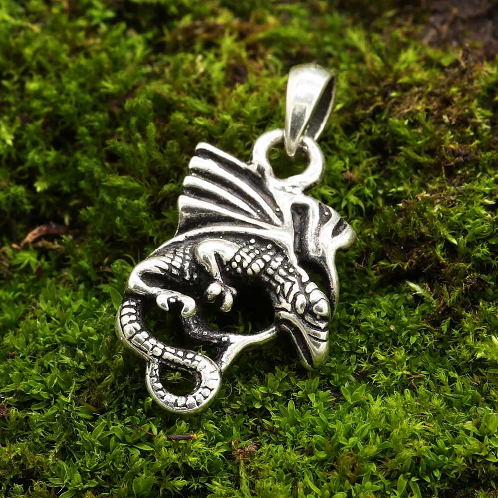 Drachen Anhänger 925 Schmuck dezenter Kettenanhänger aus Sterlingsilber
