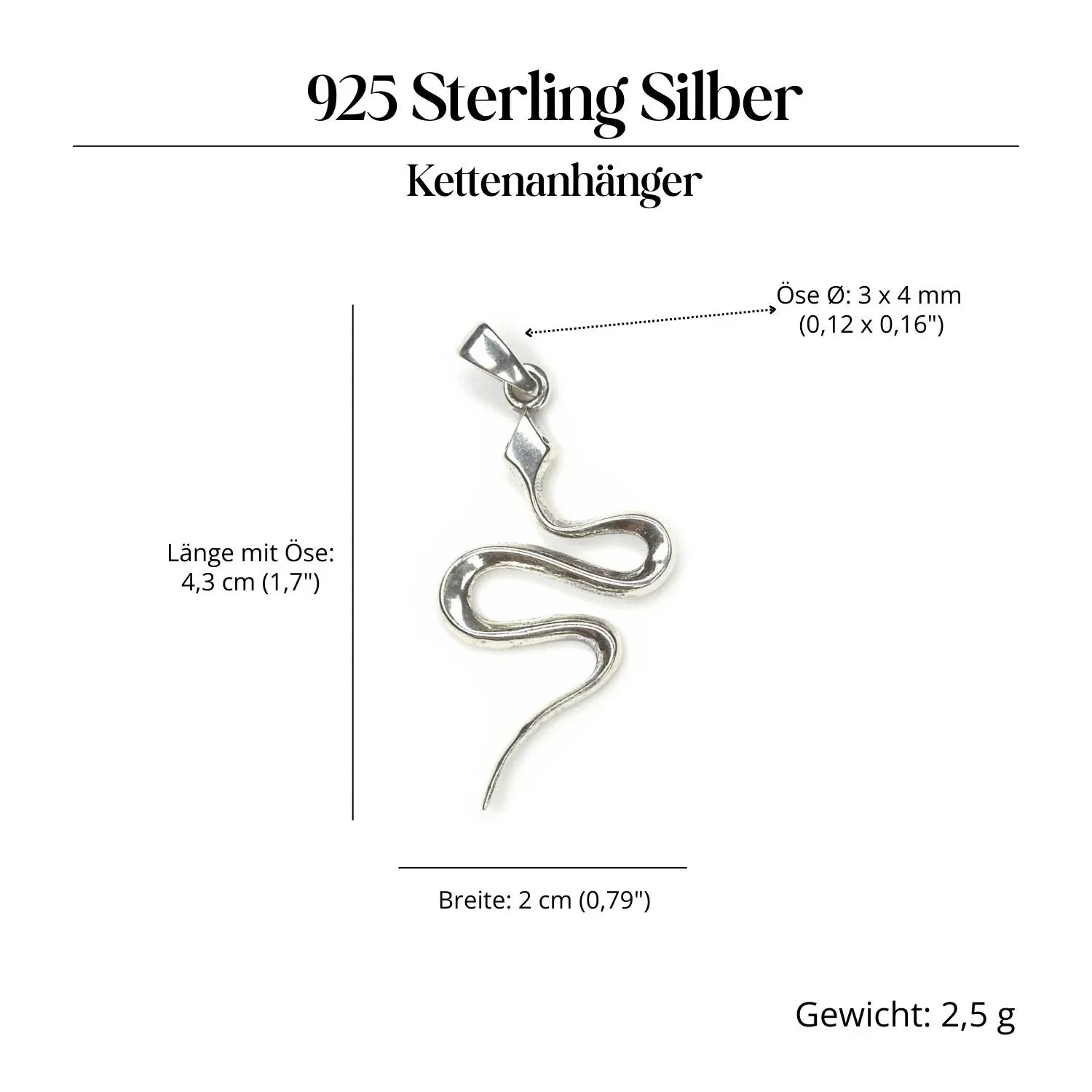 Schlange Schmuck Kettenanhänger 925 Silber