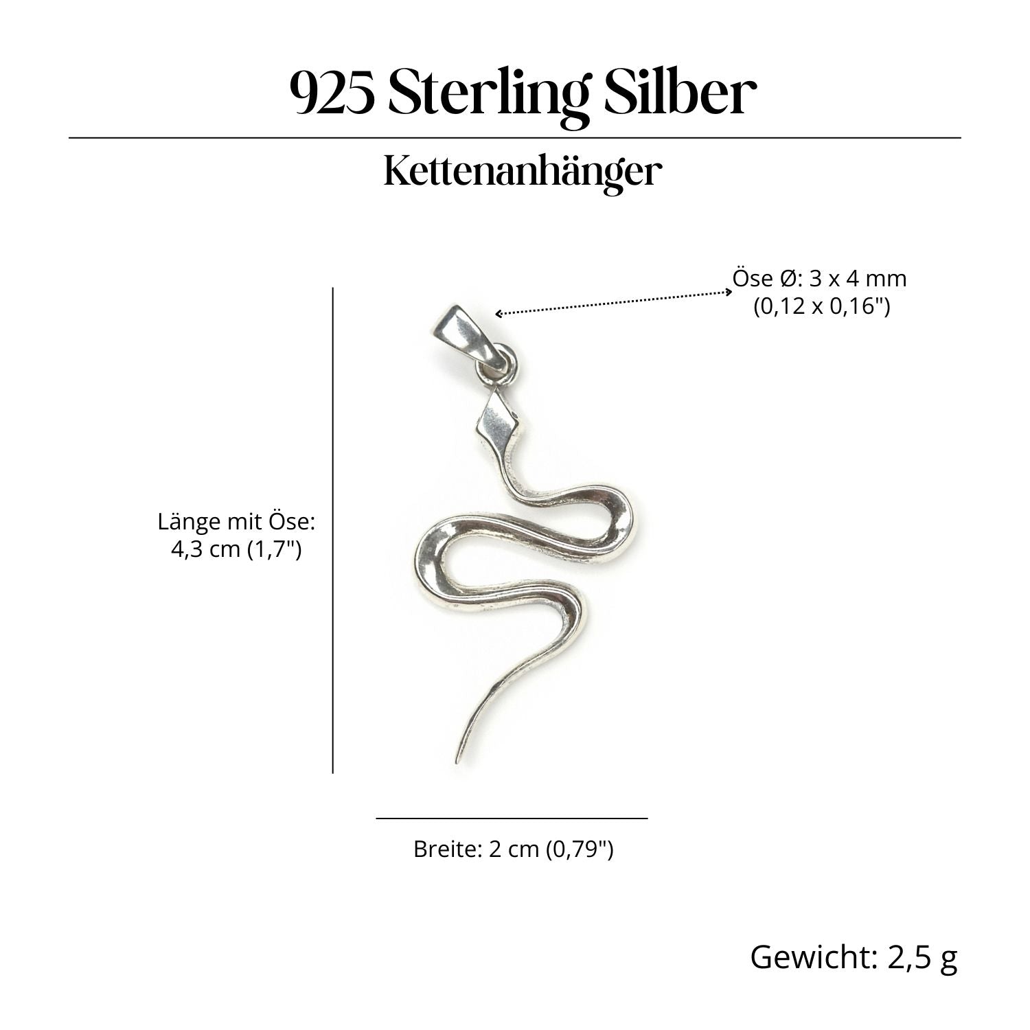 Schlange Schmuck Kettenanhänger 925 Silber
