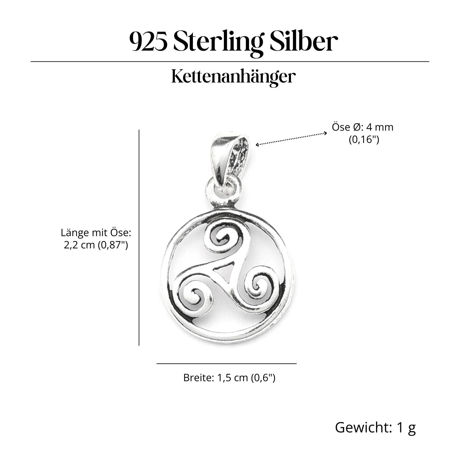 Triskel zarter Kettenanhänger Keltisch Schmuck 925 Silber