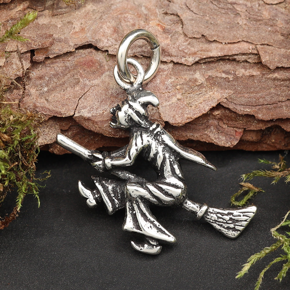 Silber Hexe Schmuckanhänger Kette 925 Sterlingsilber