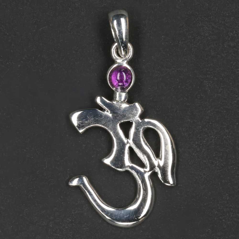 Om mit Amethyst Silber Schmuck Anhänger Sterlingsilber zarter Kettenanhänger