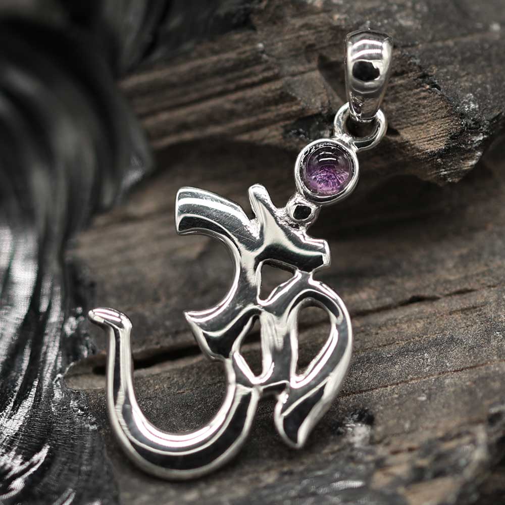 Om Anhänger Amethyst Silber Schmuck Sterlingsilber zarter Kettenanhänger