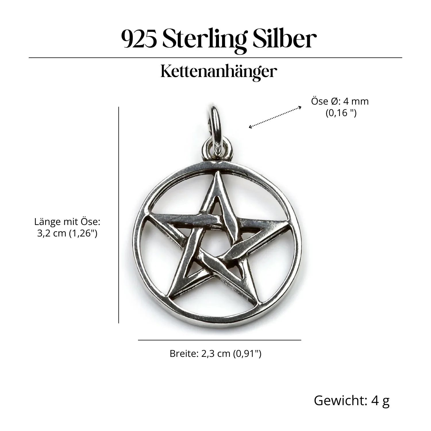 Pentagramm Schmuck Anhänger Silberschmuck Drudenfuß 925 Silber