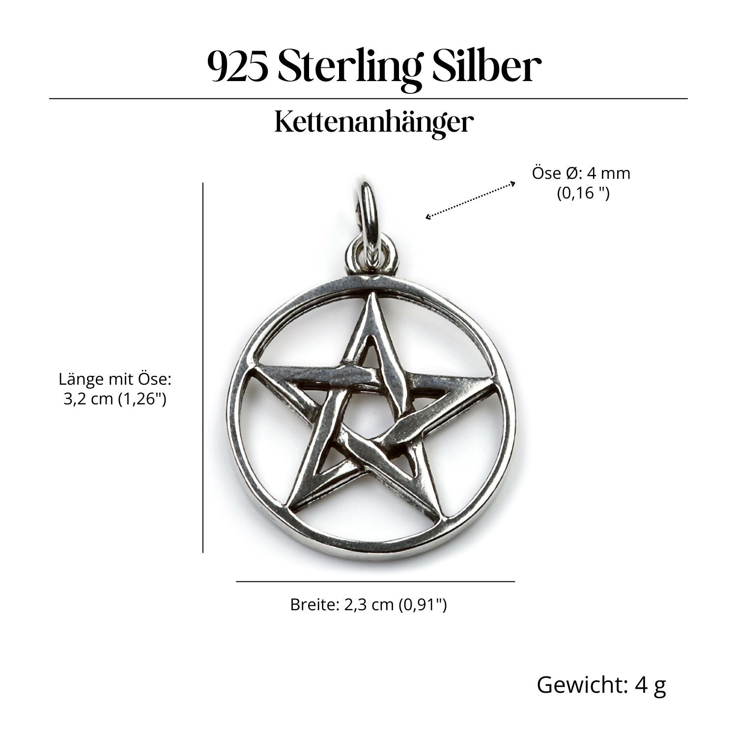 Pentagram jewelry pendant, silver jewelry, pentagram design, 925 silver