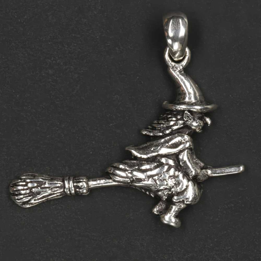 Hexe Silber Schmuck Anhänger Sterlingsilber zarter Kettenanhänger