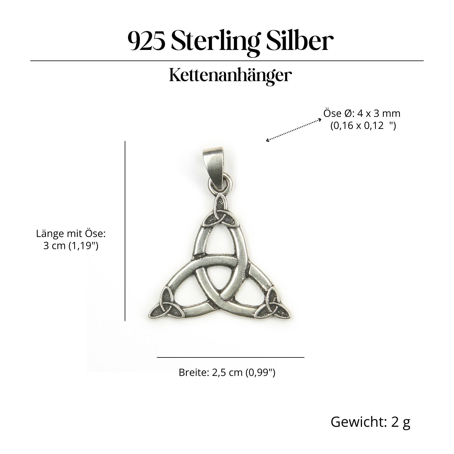 Tri keltischer Schmuck 925 Silber Anhänger