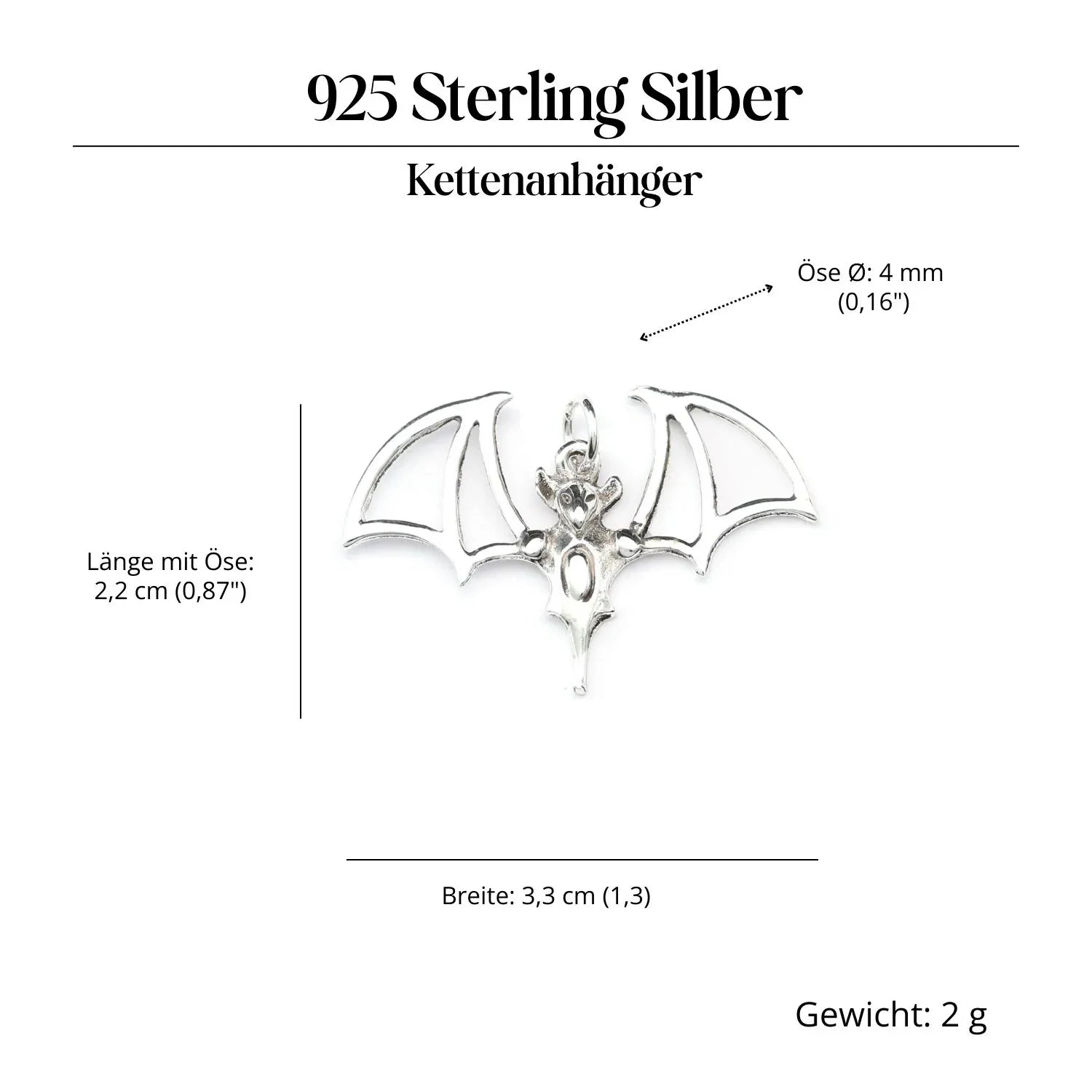 Fledermaus Schmuck Anhänger für Kette 925 Silber
