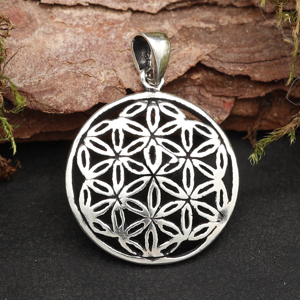 Blume des Lebens Silber Kettenanhänger 925 Schmuckanhänger Kette