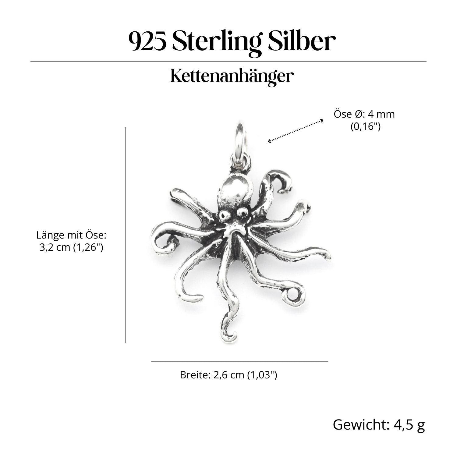 Krake Schmuck Anhänger für Kette 925 Silber