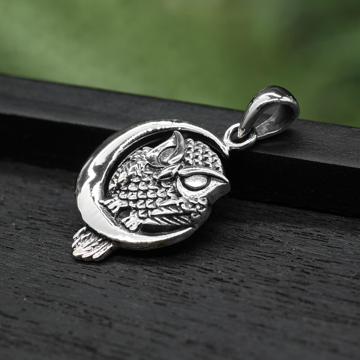 Eule Mond Silberschmuck Anhänger 925 Silber