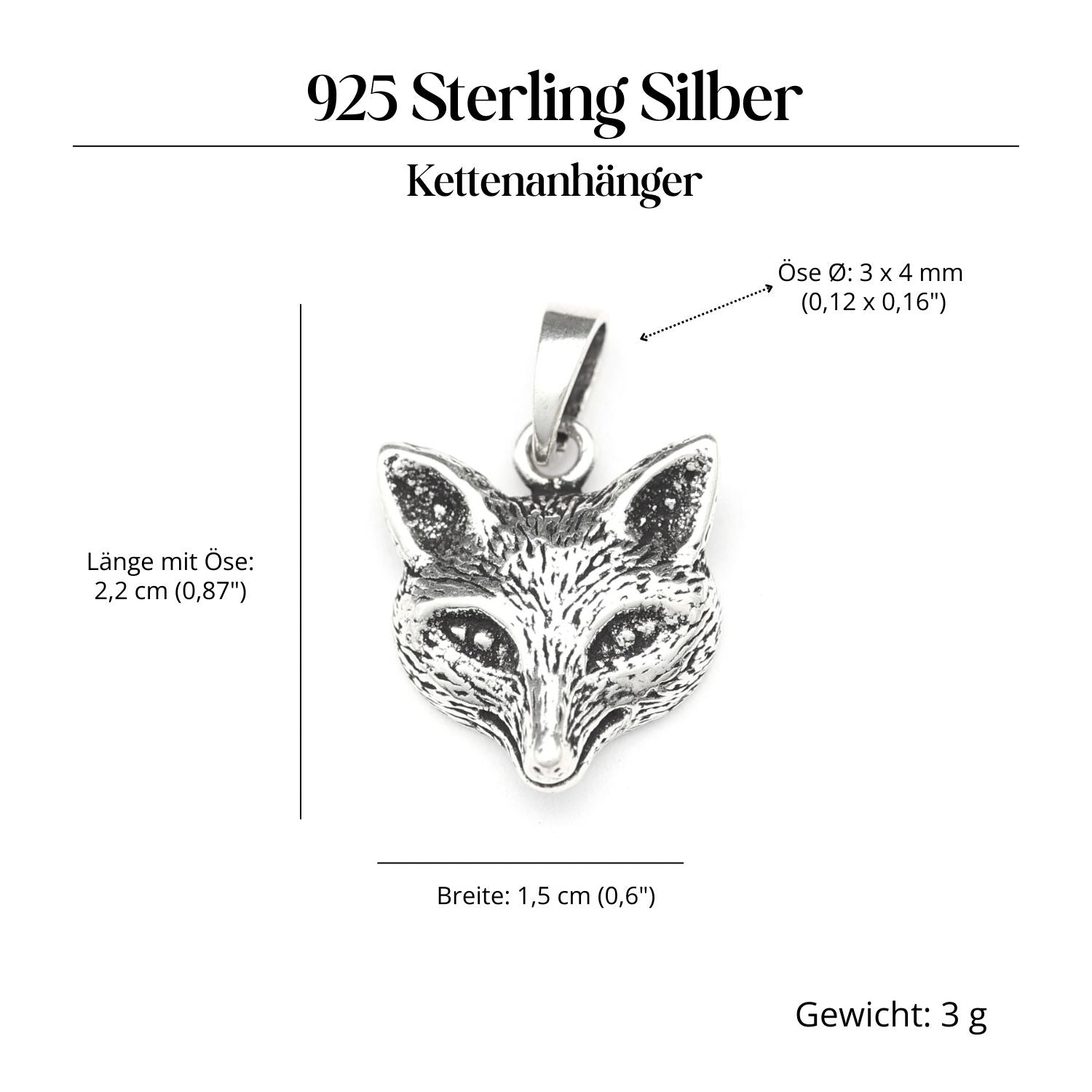 Fuchs Schmuck Anhänger Silber 925/000 Kettenanhänger