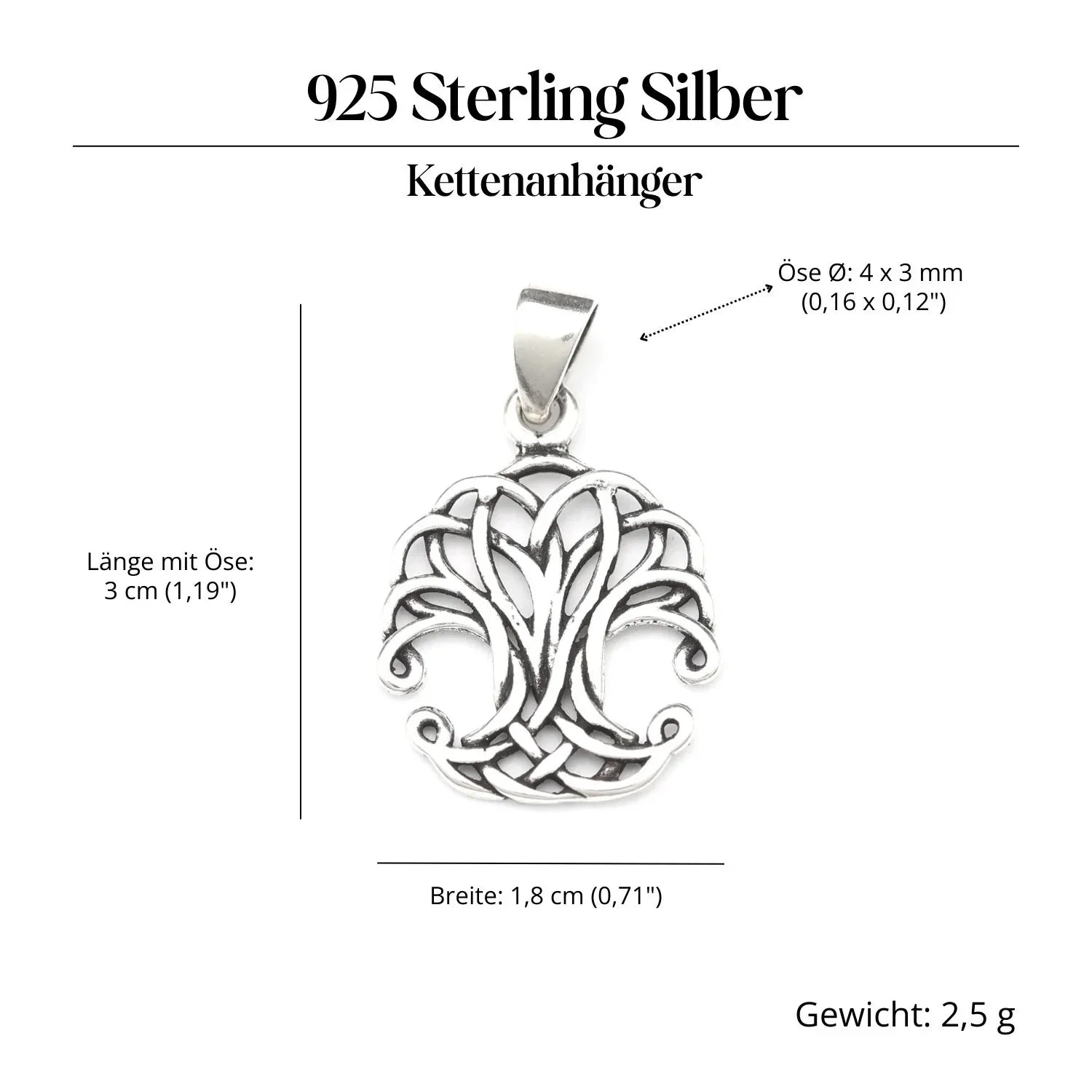Tree of Life pendant, Celtic knot design, 925 sterling silver