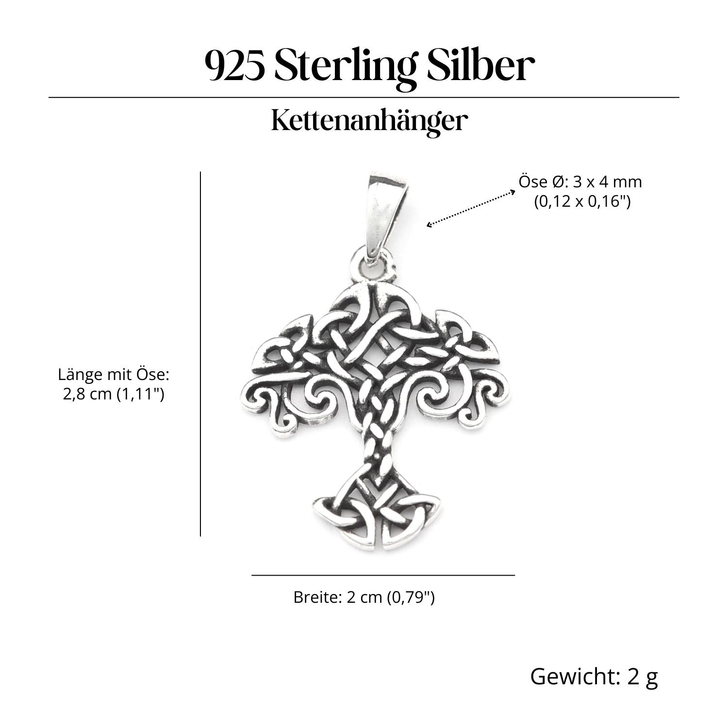 Kelten Knoten Lebensbaum Silber Anhänger 925/000