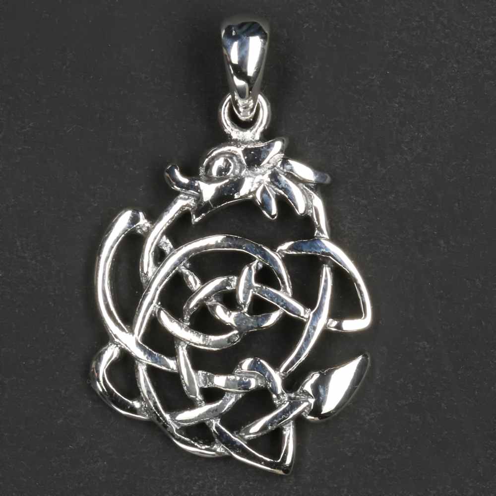 Drache aus keltischen Knoten Silberschmuck Anhänger 925/000 Silber