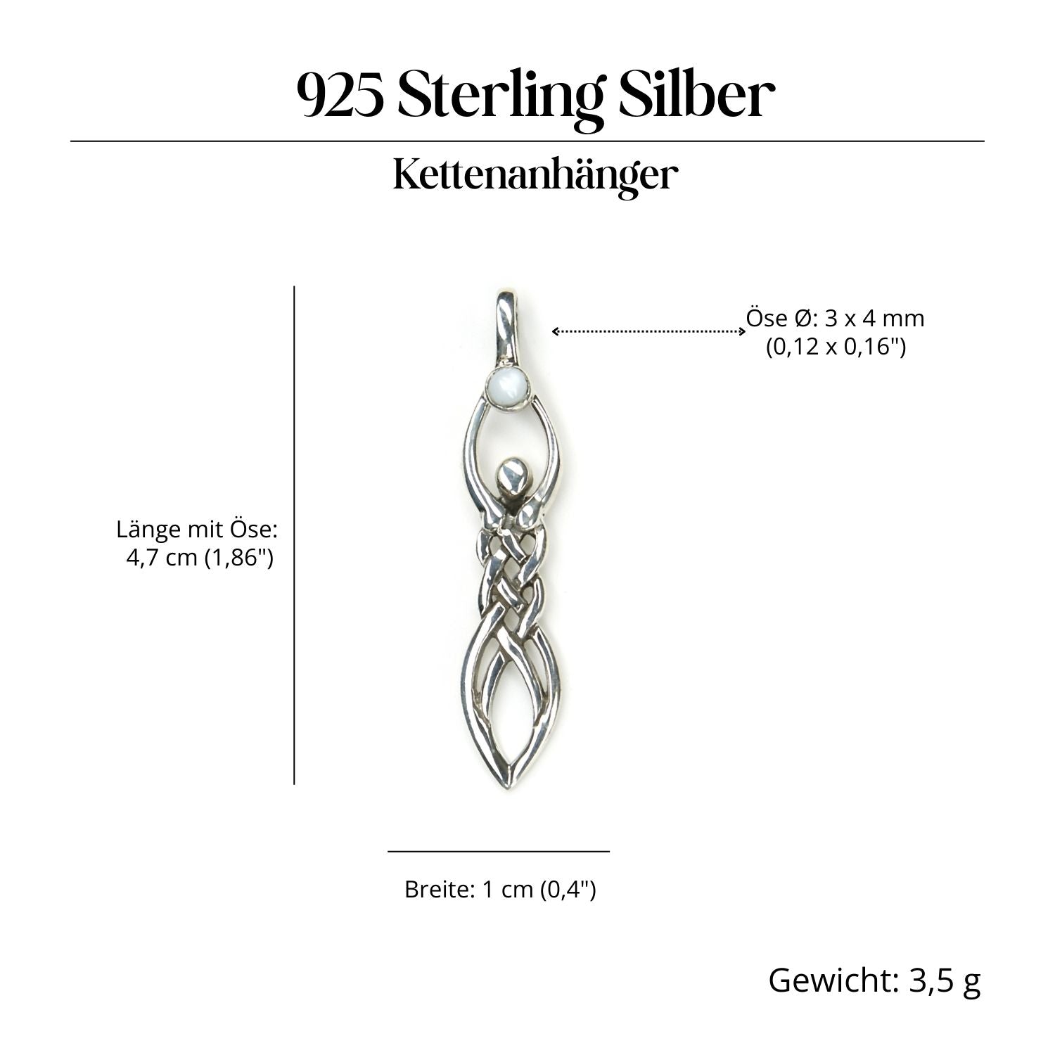 Göttin Silber Amulett Anhänger für Kette 925 Silber