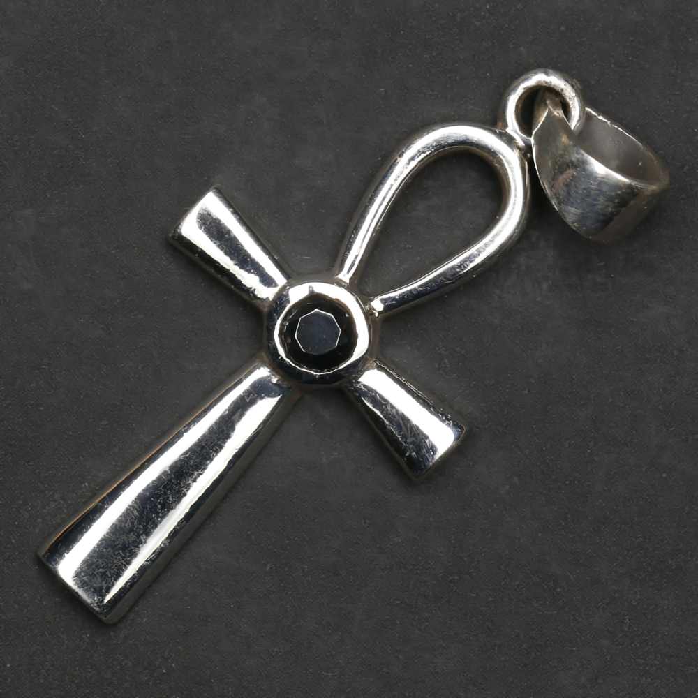Ankh Silber Anhänger 925 Sterlingsilber Henkelkreuz Black Onyx