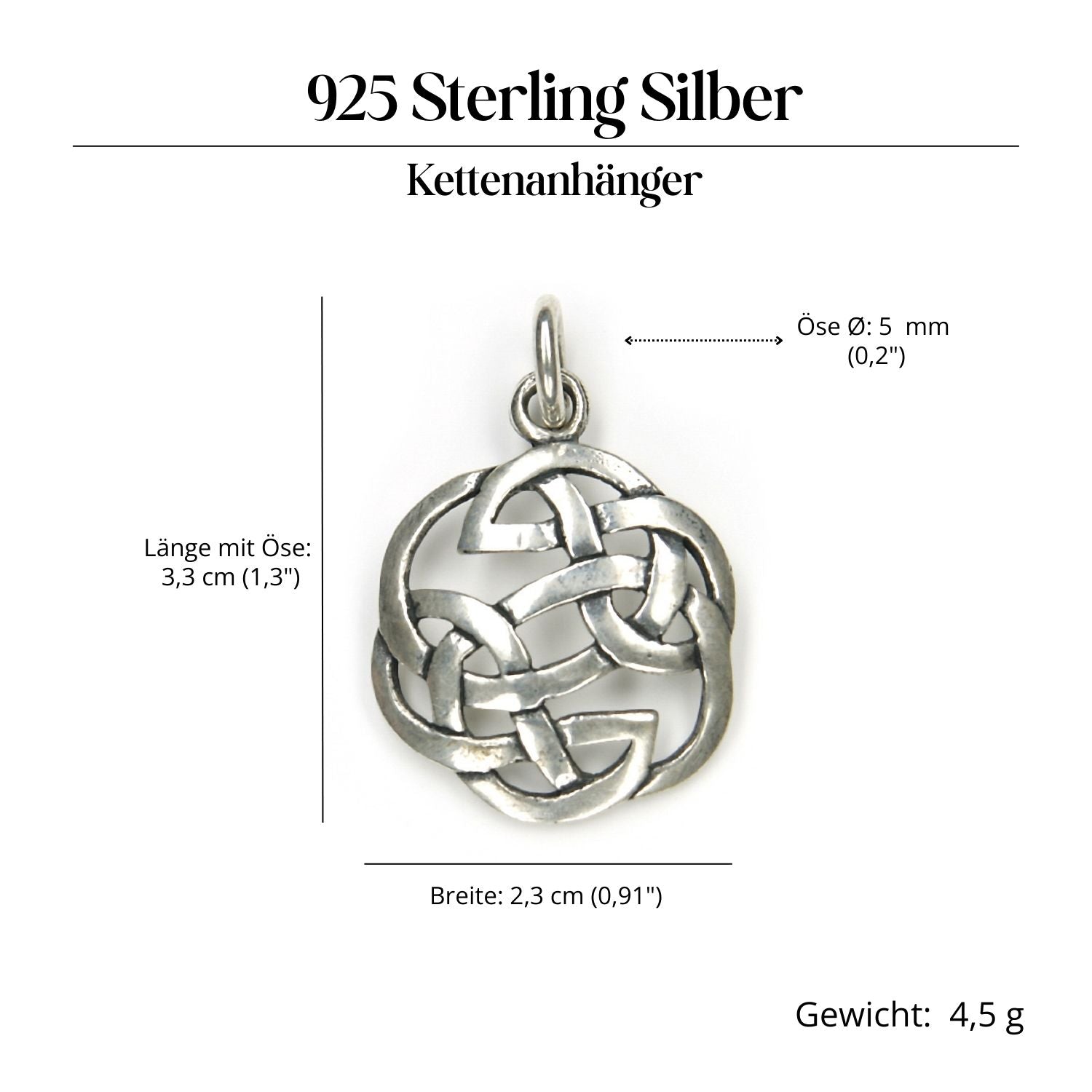 Keltenknoten Silber Amulett Anhänger für Kette 925 Silber