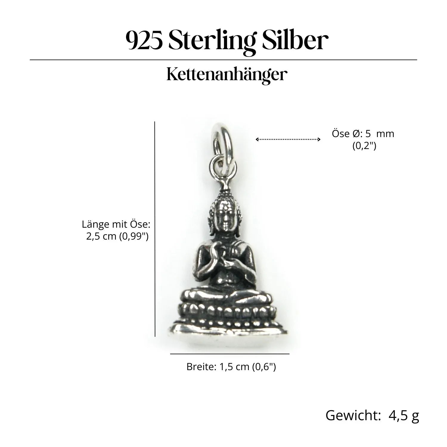 Buddha Silber Amulett Anhänger für Kette 925 Silber