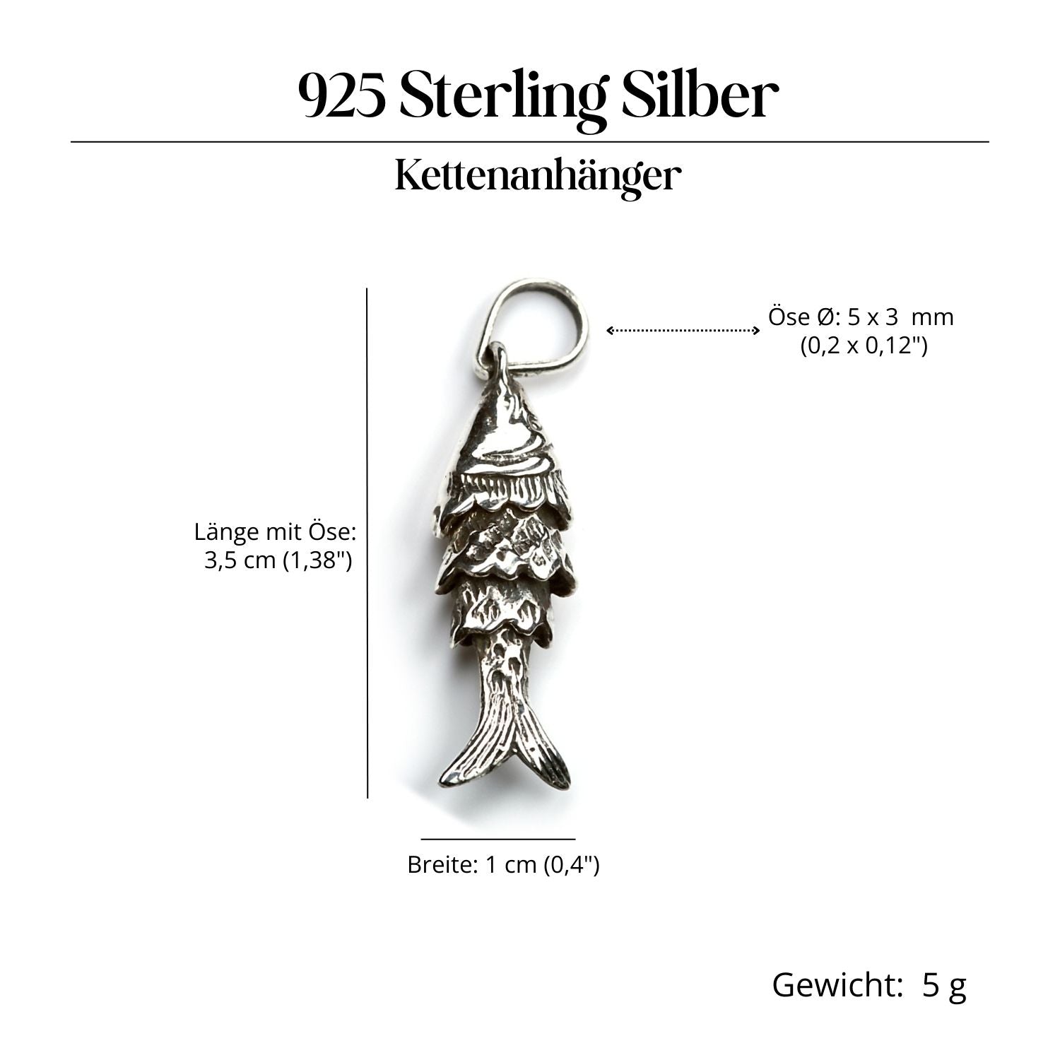 Fisch Silber Amulett Anhänger für Kette 925 Silber