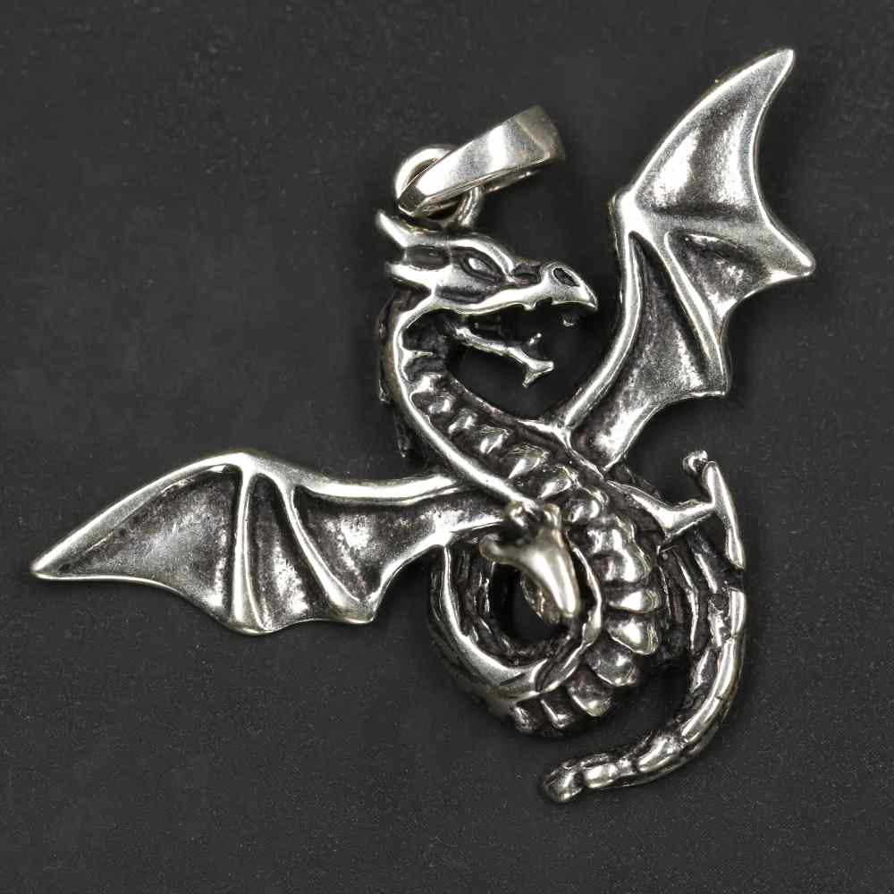 Drache 925er Silber Anhänger Sterlingsilber Larp Fantasy