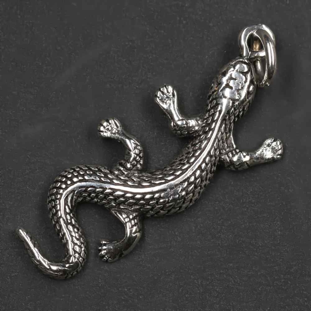 Gecko 925er Silber Anhänger Sterlingsilber Eidechse