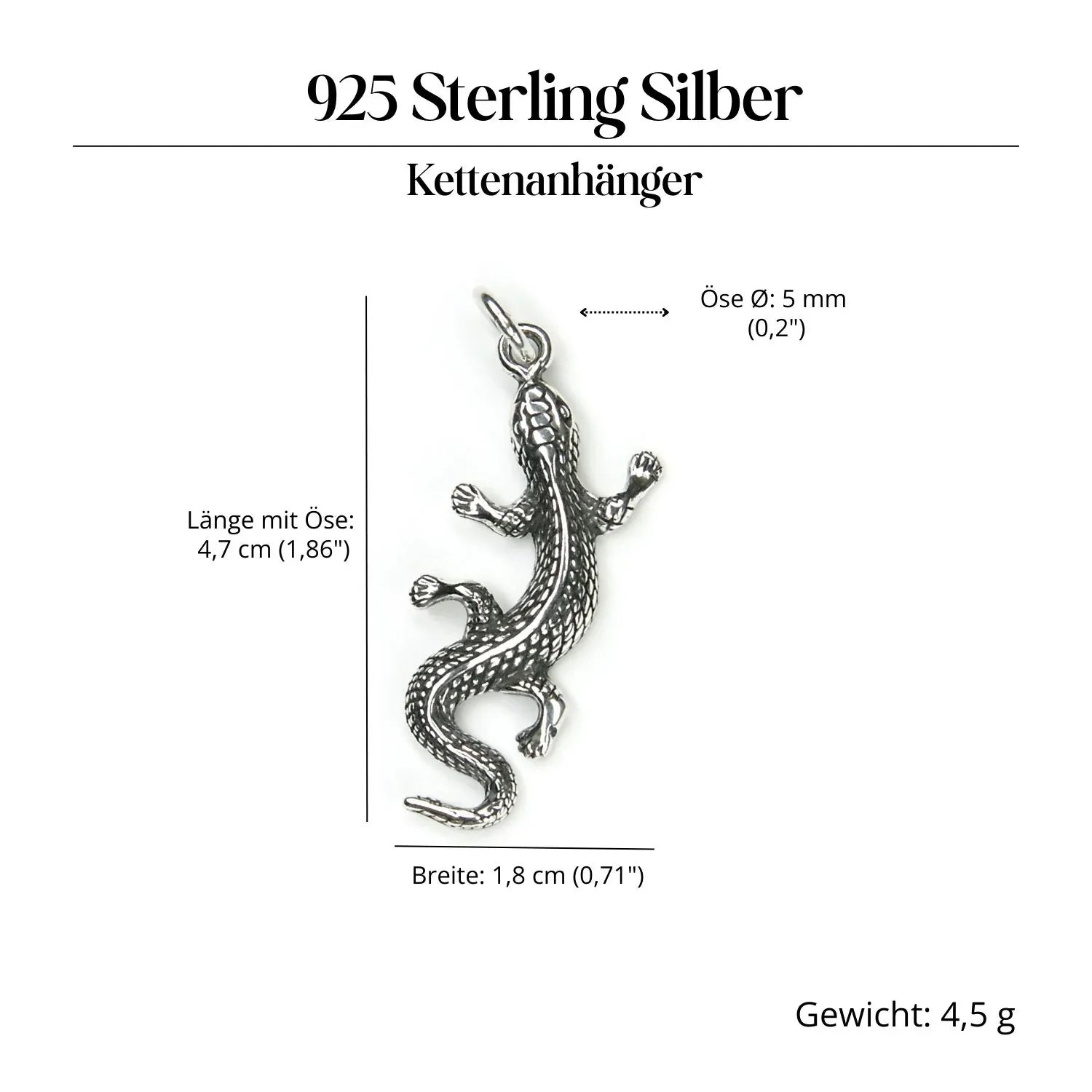 Gecko Silberanhänger 925 Silber Schmuck Amulett für Halskette