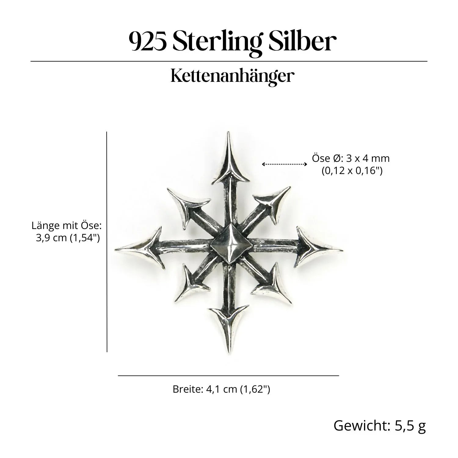 Chaosstern Silberanhänger 925 Silber Schmuck Amulett für Halskette