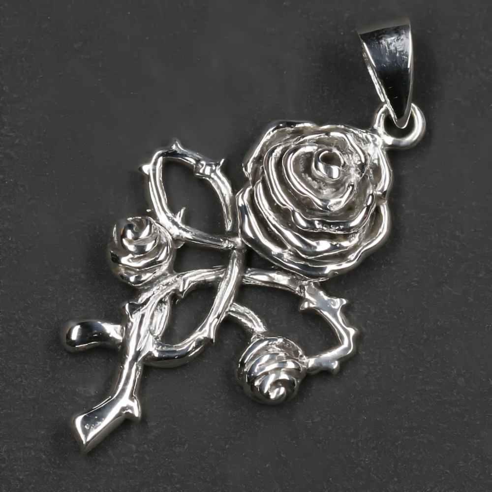 Rose Dornen 925er Silber Anhänger Sterlingsilber Gothikschmuck