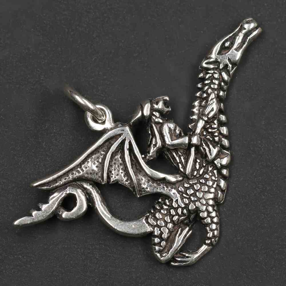 Hexe auf DrachenCernunnos Schmuck Silber Anhänger