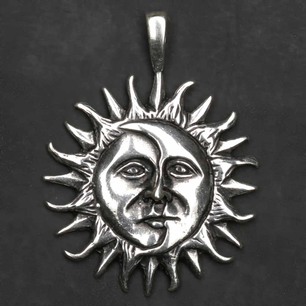 Sonnen Mond Finsternis 925er Sterlingsilber Anhänger